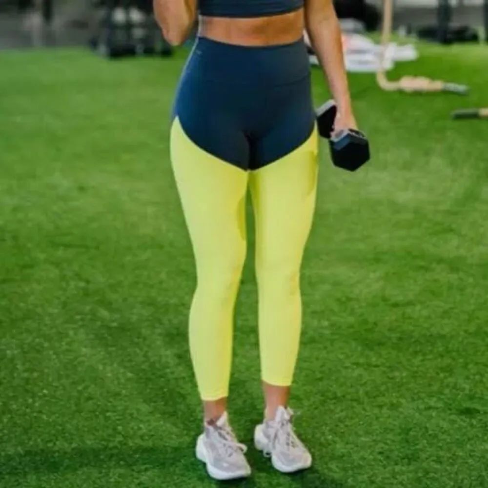 Zyia yellow Parallel storm luxe ribbed athletic leggings